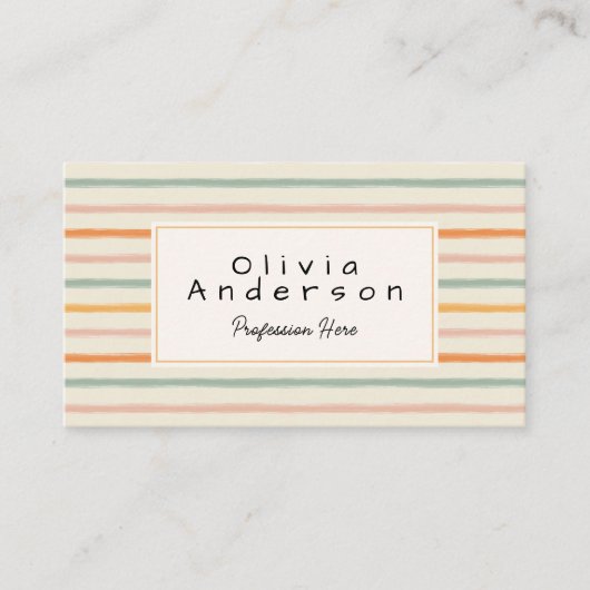 Retro Kleurrijke Hand Getrokken Stripes Unieke Boh Visitekaartje (Voorkant)