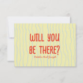 Retro Kleurrijke Hand Getrokken Unieke QR Code Huw RSVP Kaartje (Achterkant)