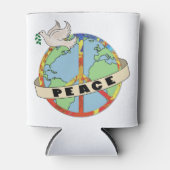 Retro Kleurrijke Hand Getrokken Wereldvrede met Du Blikjeskoeler (Voorkant)