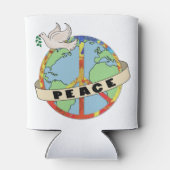 Retro Kleurrijke Hand Getrokken Wereldvrede met Du Blikjeskoeler (Achterkant)