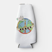 Retro Kleurrijke Hand Getrokken Wereldvrede met Du Flesjeskoeler (Voorkant)