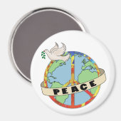 Retro Kleurrijke Hand Getrokken Wereldvrede met Du Magneet (Voorkant / Achterkant)