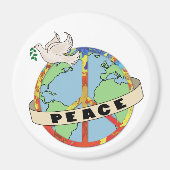 Retro Kleurrijke Hand Getrokken Wereldvrede met Du Magneet (Voorkant)
