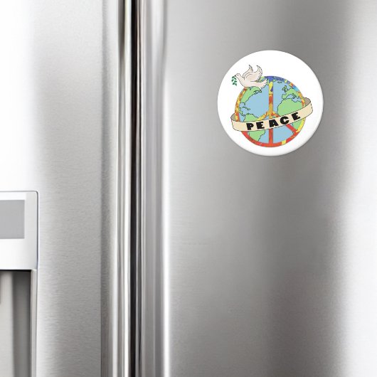 Retro Kleurrijke Hand Getrokken Wereldvrede met Du Magneet
