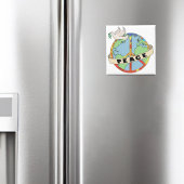 Retro Kleurrijke Hand Getrokken Wereldvrede met Du Magneet