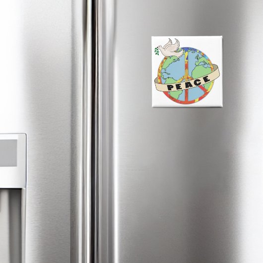 Retro Kleurrijke Hand Getrokken Wereldvrede met Du Magneet