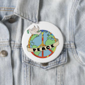 Retro Kleurrijke Hand Getrokken Wereldvrede met Du Ronde Button 4,0 Cm (In situ)