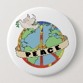 Retro Kleurrijke Hand Getrokken Wereldvrede met Du Ronde Button 4,0 Cm (Voorkant)
