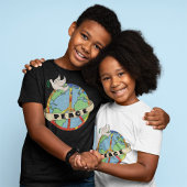 Retro Kleurrijke Hand Getrokken Wereldvrede met Du T-shirt