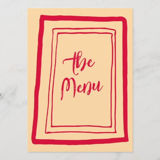 Retro Kleurrijke Handgeschreven Leuk Unieke Bruilo Menu (Achterkant)