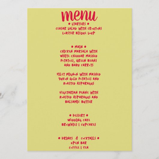 Retro Kleurrijke Handgeschreven Whimsical Bold Bru Menu (Voorkant)