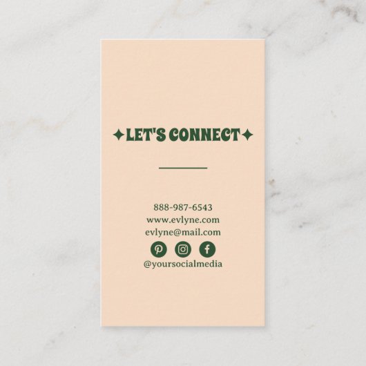 Retro Kleurrijke Handgetekende Groovy Floral Abstr Visitekaartje (Achterkant)