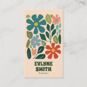 Retro Kleurrijke Handgetekende Groovy Floral Abstr Visitekaartje (Voorkant)