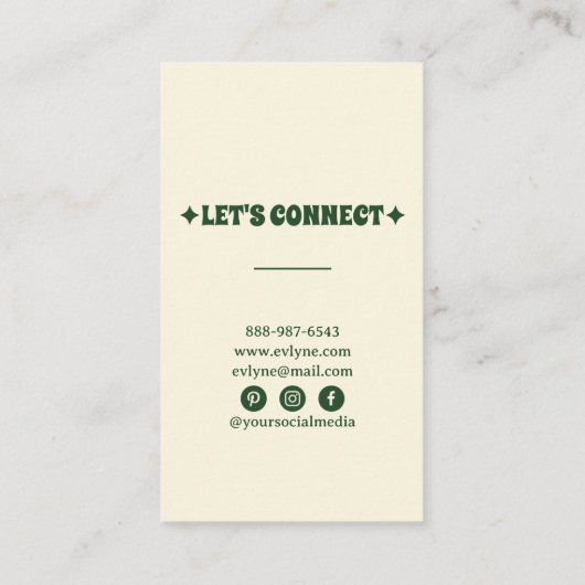 Retro Kleurrijke Handgetekende Groovy Floral Boho  Visitekaartje (Achterkant)