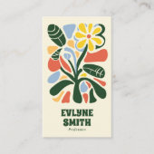 Retro Kleurrijke Handgetekende Groovy Floral Boho  Visitekaartje (Voorkant)