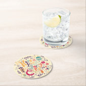 Retro Kleurrijke Hebben Een Holly Jolly Kerstmis Ronde Kartonnen Onderzetter (Insitu)