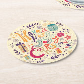 Retro Kleurrijke Hebben Een Holly Jolly Kerstmis Ronde Kartonnen Onderzetter (Gebogen)