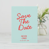Retro Kleurrijke Helder Funky Unieke Moderne Trouw Save The Date (Staand voorkant)