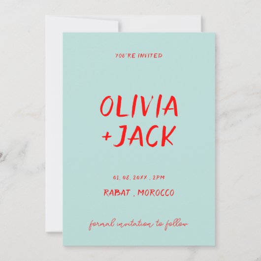 Retro Kleurrijke Helder Funky Unieke Moderne Trouw Save The Date (Achterkant)