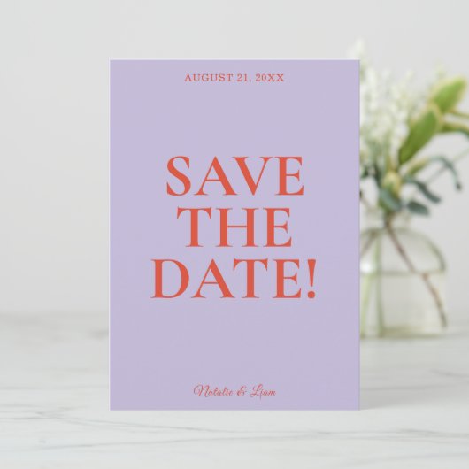 Retro Kleurrijke Heldere Funky Bold Moderne Bruilo Save The Date (Staand voorkant)