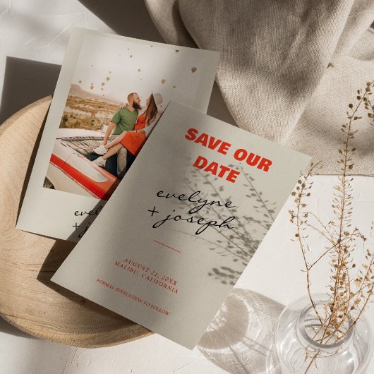 Retro Kleurrijke Heldere Funky Bold Moderne Bruilo Save The Date