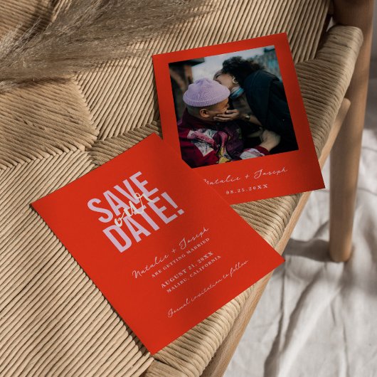 Retro Kleurrijke Heldere Funky Bold Moderne Bruilo Save The Date