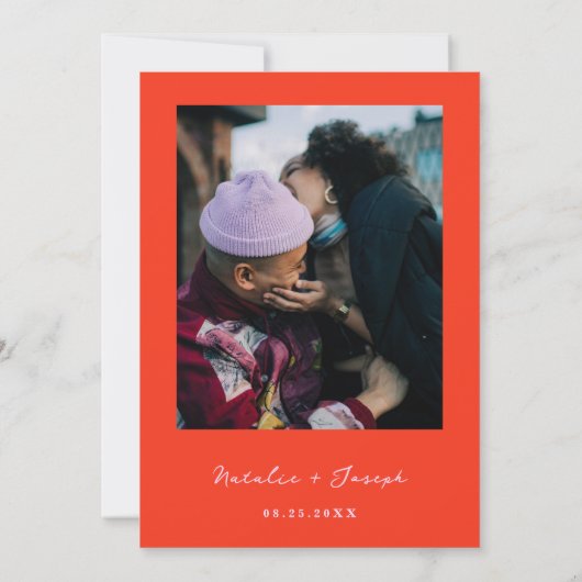 Retro Kleurrijke Heldere Funky Bold Moderne Bruilo Save The Date (Achterkant)