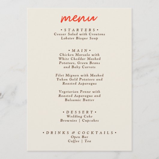 Retro Kleurrijke Heldere Funky Moderne jaren '70 B Menu (Voorkant)