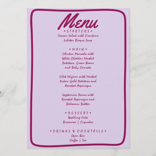 Retro Kleurrijke Heldere Funky Moderne Trendy Brui Menu (Voorkant)