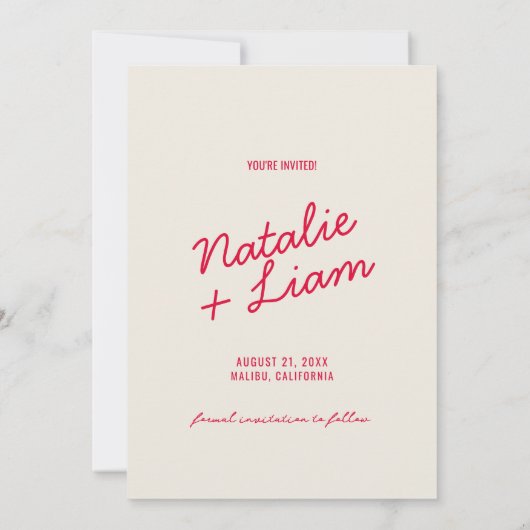 Retro Kleurrijke Heldere Funky Unieke Moderne Brui Save The Date (Achterkant)