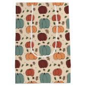 Retro kleurrijke herfstseizoen pompoenen medium cadeauzakje (Achterkant)