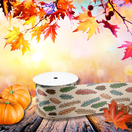 Retro kleurrijke herfstseizoen vallende bladeren satijnen lint