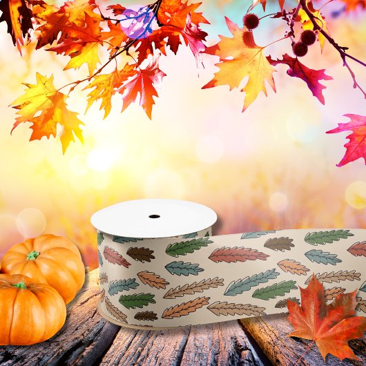 Retro kleurrijke herfstseizoen vallende bladeren satijnen lint