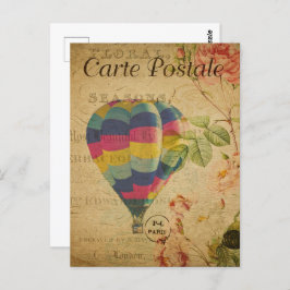 Retro Kleurrijke Hete Luchtballon Briefkaart
