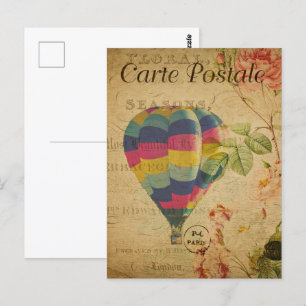 Retro Kleurrijke Hete Luchtballon Briefkaart
