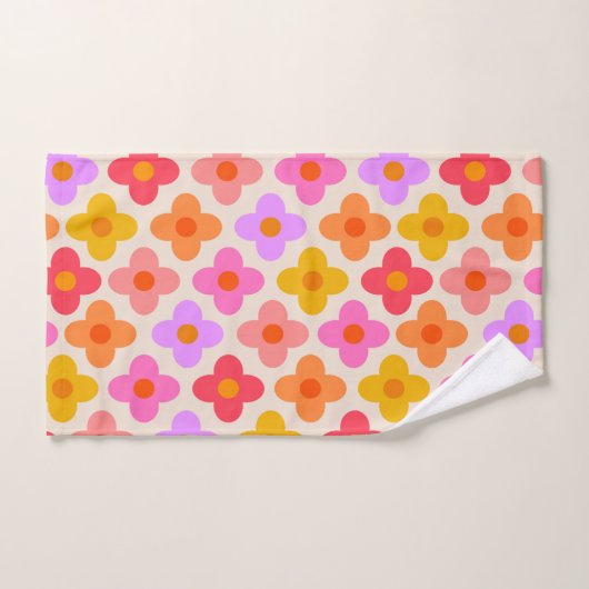 Retro Kleurrijke Hippie Mod Bloemen Patroon Bad Handdoek (Handdoek)