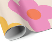 Retro Kleurrijke Hippie Mod Bloemen Patroon Cadeaupapier (Rol Hoek)
