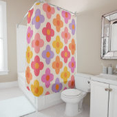 Retro Kleurrijke Hippie Mod Bloemen Patroon Douchegordijn (In situ)