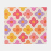 Retro Kleurrijke Hippie Mod Bloemen Patroon Fleece Deken (Voorkant (Horizontaal))
