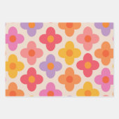 Retro Kleurrijke Hippie Mod Bloemen Patroon Inpakpapier Vel (Voorkant 2)