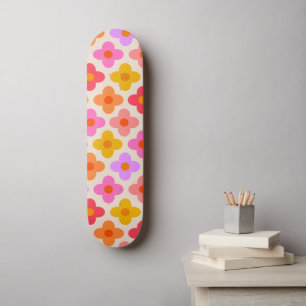 Retro Kleurrijke Hippie Mod Bloemen Patroon  Persoonlijk Skateboard