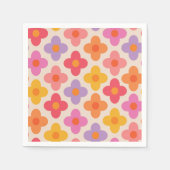 Retro Kleurrijke Hippie Mod Bloemen Patroon Servet (Voorkant)