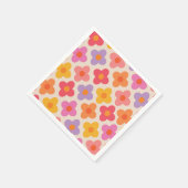 Retro Kleurrijke Hippie Mod Bloemen Patroon Servet (Hoek)
