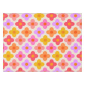 Retro Kleurrijke Hippie Mod Bloemen Patroon Tafelkleed (Voorkant (Horizontaal))
