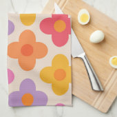 Retro Kleurrijke Hippie Mod Bloemen Patroon Theedoek (Quarter Fold)