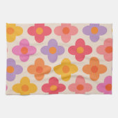 Retro Kleurrijke Hippie Mod Bloemen Patroon Theedoek (Horizontaal)