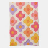 Retro Kleurrijke Hippie Mod Bloemen Patroon Theedoek (Verticaal)
