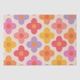 Retro Kleurrijke Hippie Mod Bloemen Patroon Tissuepapier