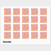 Retro Kleurrijke Hippie Mod Bloemenpatroon  Vierkante Sticker (Vel)