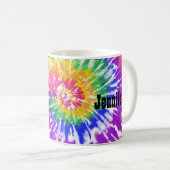 Retro  kleurrijke Hippie Rainbow Fun Tie Dye Koffiemok (Voorkant rechts)